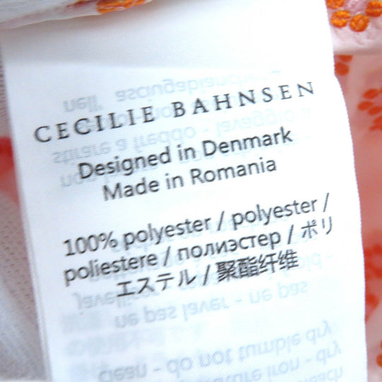 CECILIE BAHNSEN dress Main: 100% polyester Orange white JILLY DRESS Women UK14/US10 Used Authentic