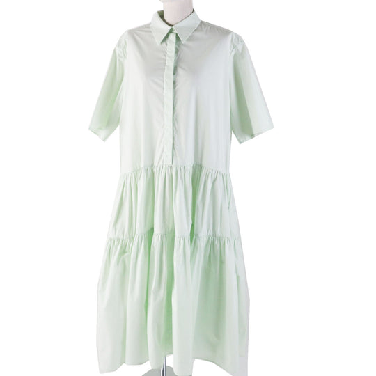 CECILIE BAHNSEN one piece RTW0064 Main: 100% cotton Light green PRIMEROSE DRESS Women 6 Used Authentic