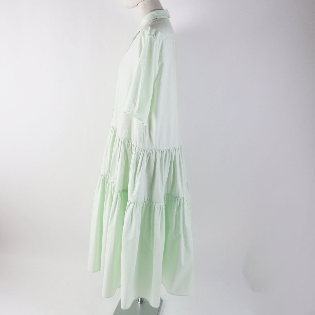 CECILIE BAHNSEN one piece RTW0064 Main: 100% cotton Light green PRIMEROSE DRESS Women 6 Used Authentic