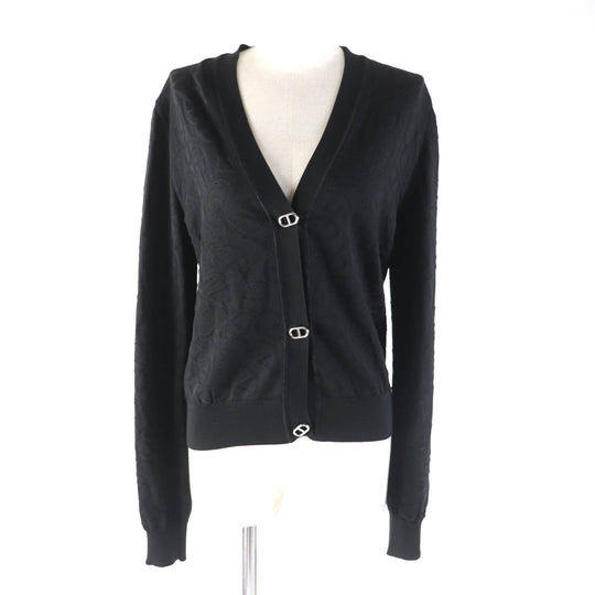 HERMES cardigan 4E2730DC Main: 57% silk, Main: 43% cotton black NAOUSS Women 38 Used Authentic