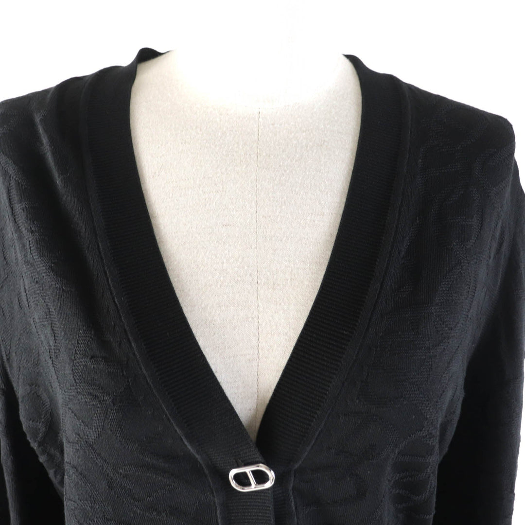 HERMES cardigan 4E2730DC Main: 57% silk, Main: 43% cotton black NAOUSS Women 38 Used Authentic