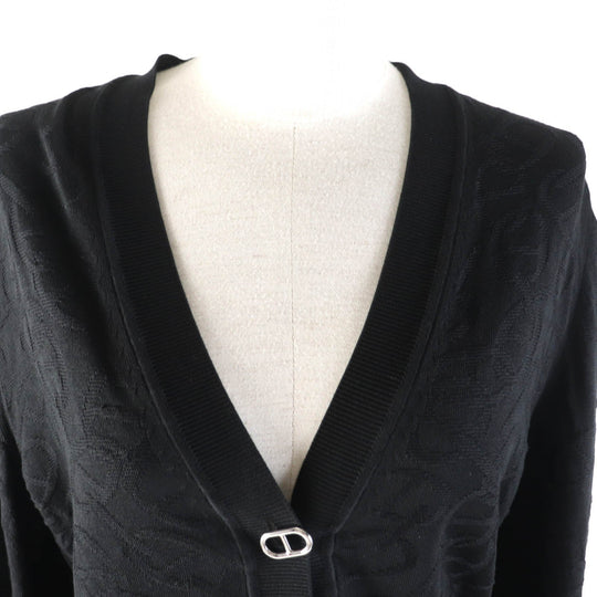 HERMES cardigan 4E2730DC Main: 57% silk, Main: 43% cotton black NAOUSS Women 38 Used Authentic