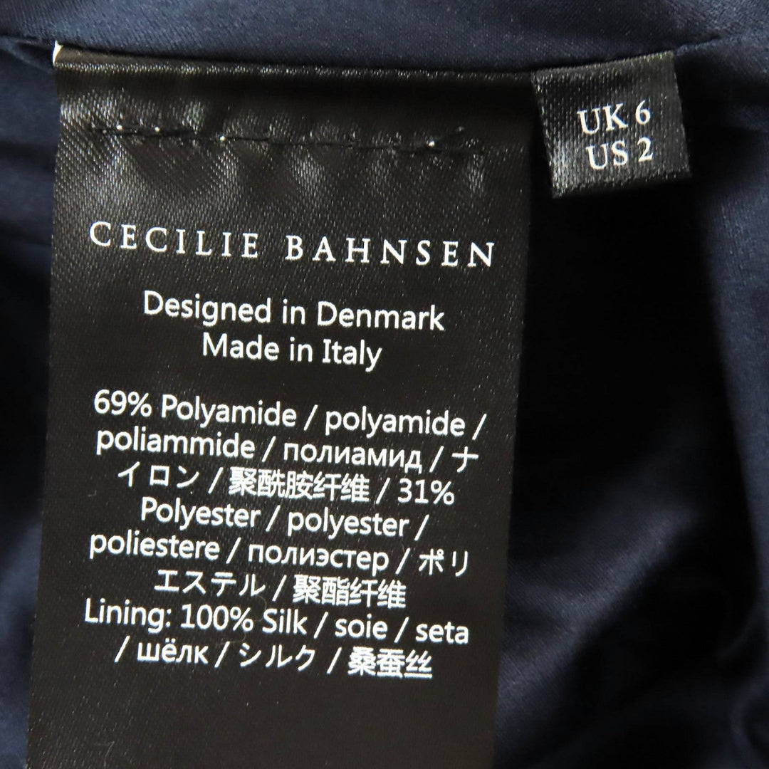 CECILIE BAHNSEN Jacket Outer: 69% nylon, Outer: 31% polyester, Lining: 100% silk Navy DENICE JACKET Women UK 6 Used Authentic