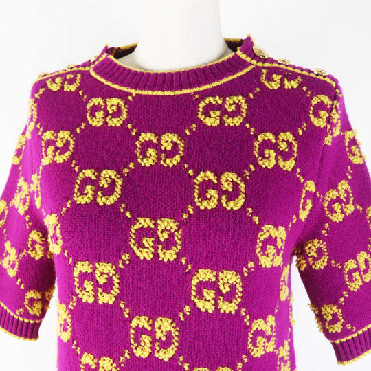 GUCCI one piece 718630 Main: 100% wool Purple yellow Women XS Used Authentic