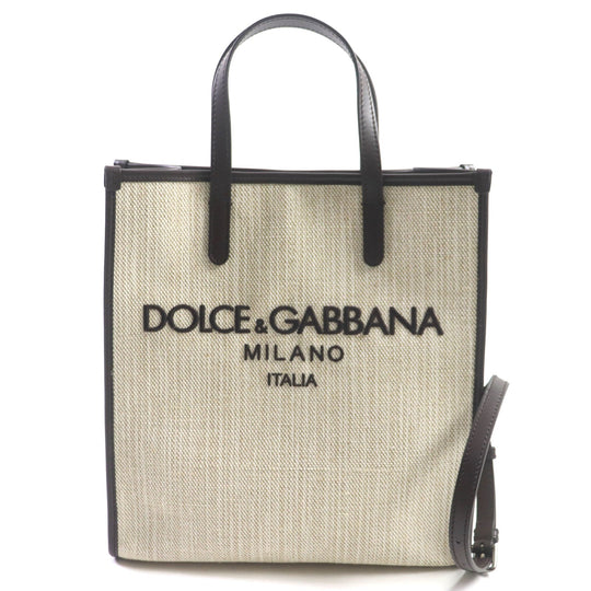 DOLCE&GABBANA Tote Bag BM2259 Main: Canvas, Part: Leather Beige dark brown Medium Shopping Bag mens Used Authentic
