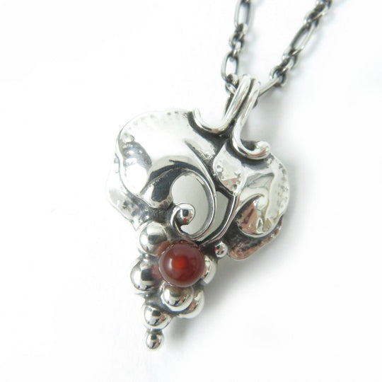 Georg Jensen Necklace Main: SV925, Part: Carnelian Silver Red 1996 Year Necklace Women Used Authentic