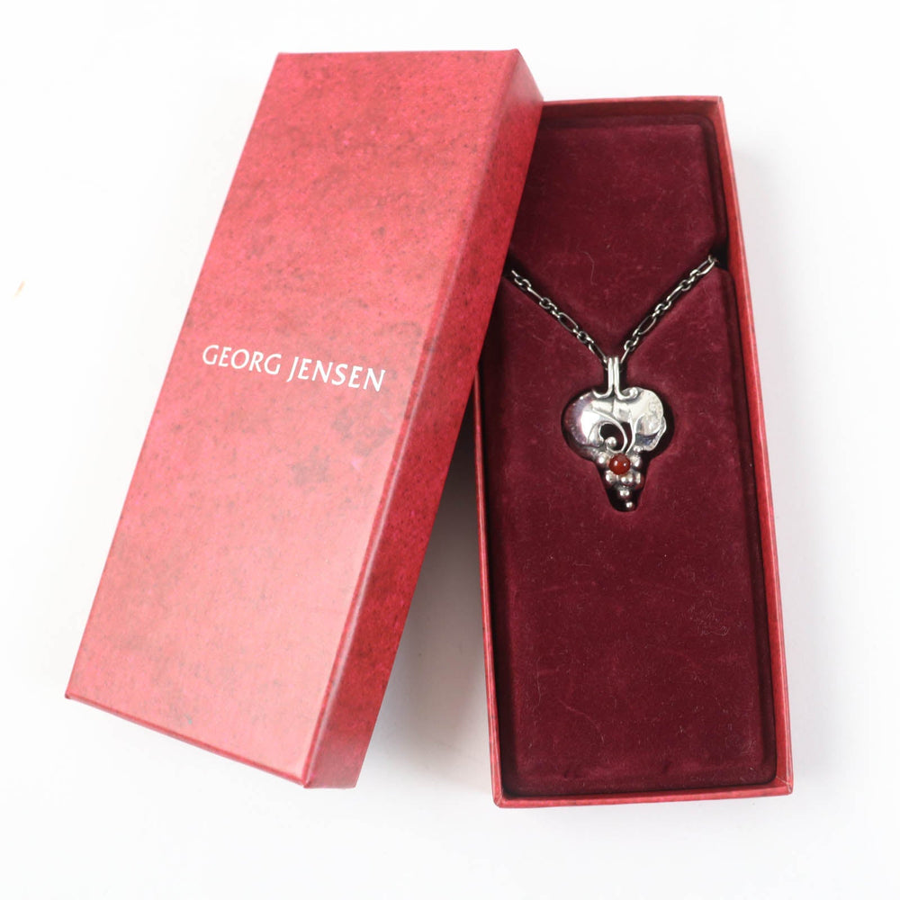 Georg Jensen Necklace Main: SV925, Part: Carnelian Silver Red 1996 Year Necklace Women Used Authentic
