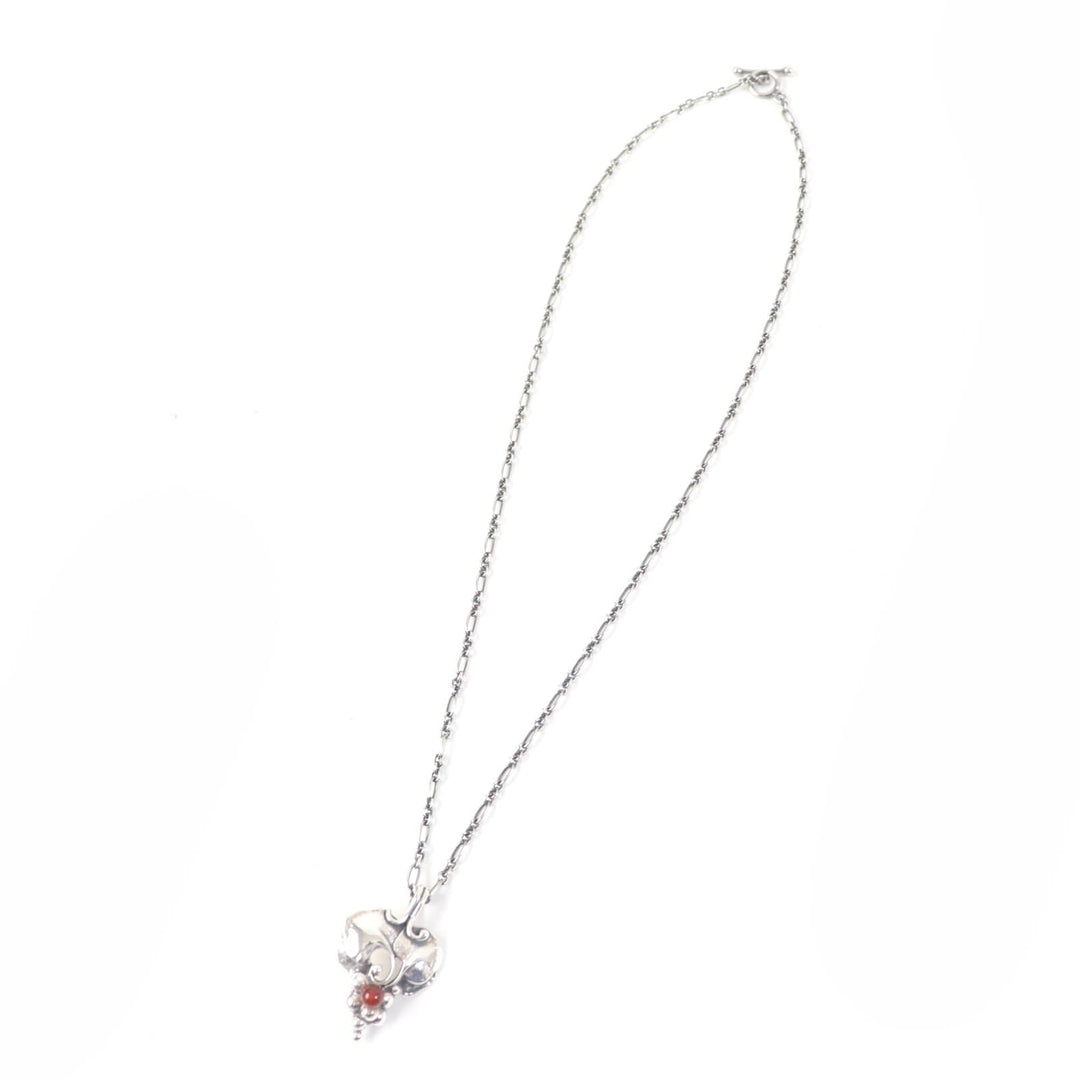 Georg Jensen Necklace Main: SV925, Part: Carnelian Silver Red 1996 Year Necklace Women Used Authentic