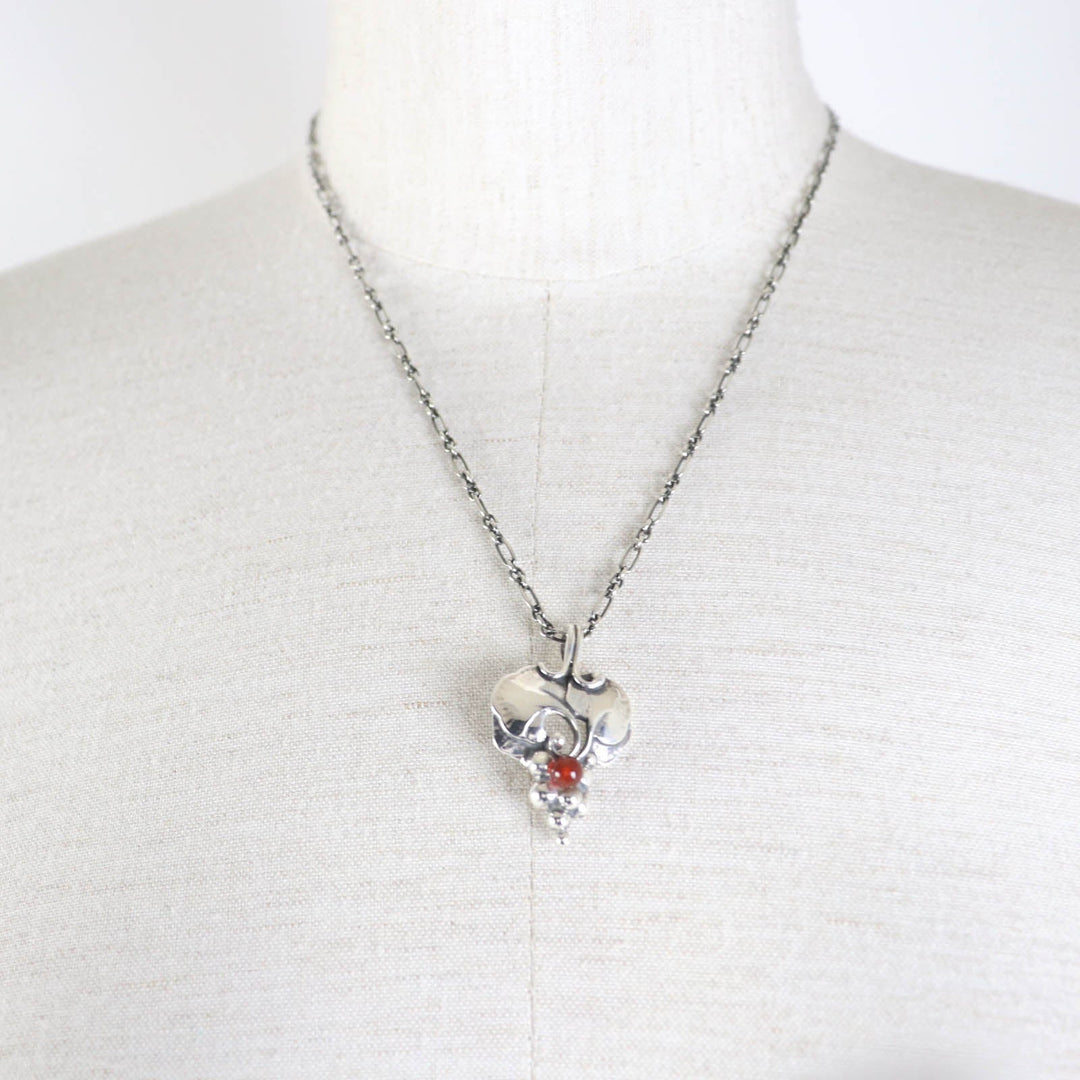 Georg Jensen Necklace Main: SV925, Part: Carnelian Silver Red 1996 Year Necklace Women Used Authentic