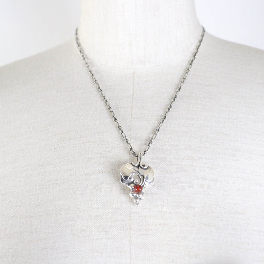 Georg Jensen Necklace Main: SV925, Part: Carnelian Silver Red 1996 Year Necklace Women Used Authentic