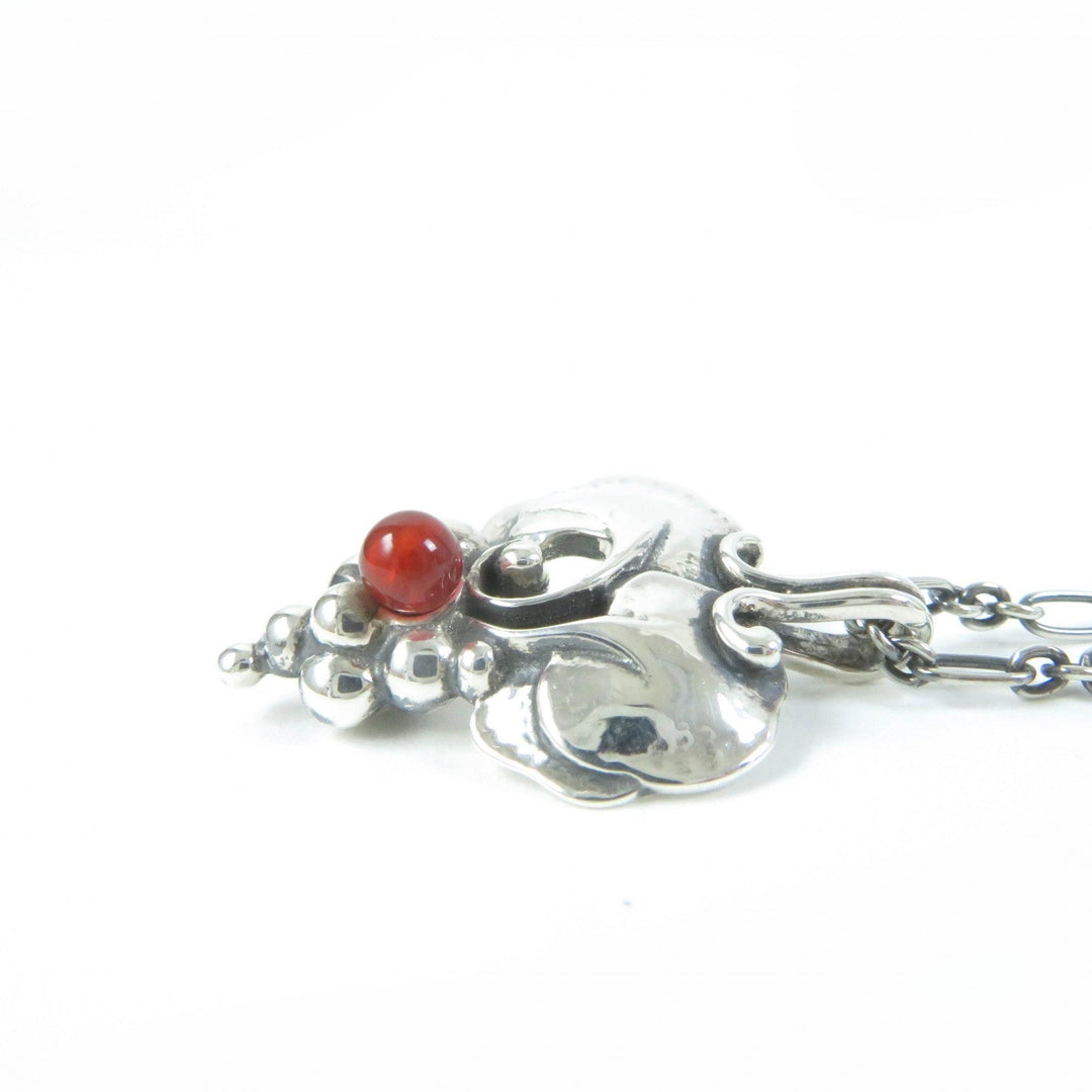 Georg Jensen Necklace Main: SV925, Part: Carnelian Silver Red 1996 Year Necklace Women Used Authentic