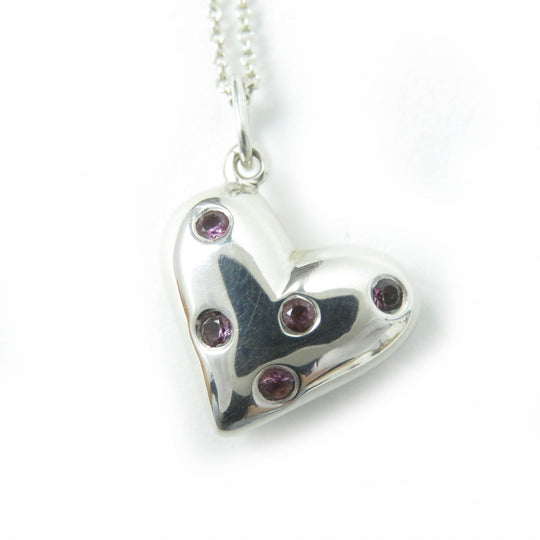 TIFFANY&Co. Necklace Main: SV925, Part: Pink sapphire Silver pink Dots Heart Necklace Women Used Authentic