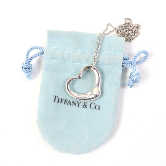 TIFFANY&Co. Necklace Main�FSV925 Silver El Saperetti Open Heart Large Necklace Women Used Authentic