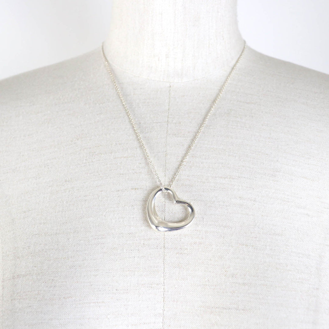TIFFANY&Co. Necklace Main�FSV925 Silver El Saperetti Open Heart Large Necklace Women Used Authentic