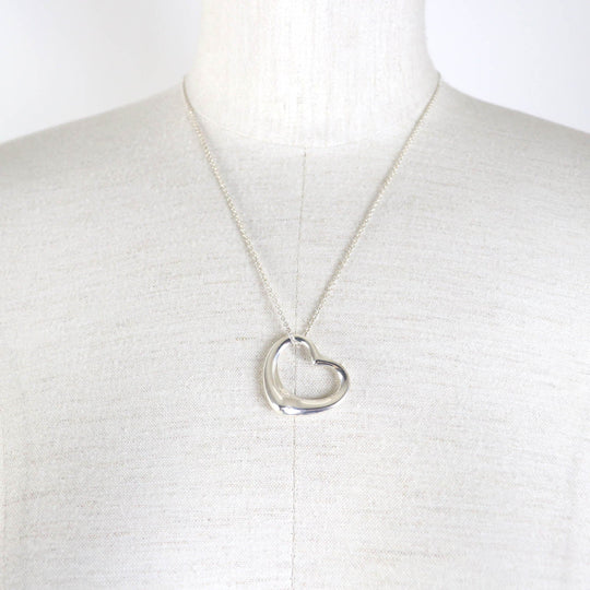 TIFFANY&Co. Necklace Main�FSV925 Silver El Saperetti Open Heart Large Necklace Women Used Authentic