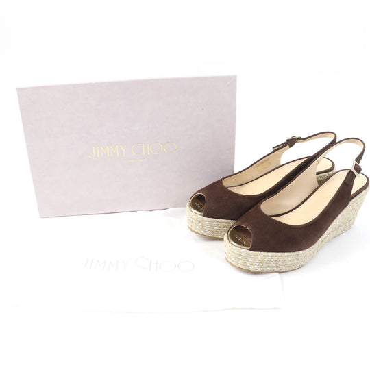 JIMMY CHOO Sandals Main: Suede leather Brown PRAISE Women 38 1/2 Used Authentic