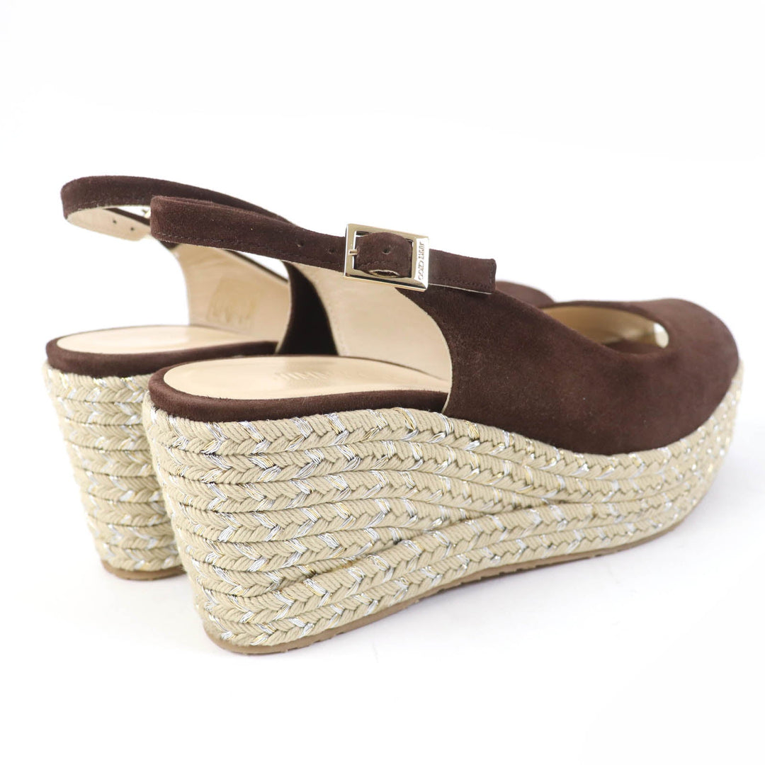 JIMMY CHOO Sandals Main: Suede leather Brown PRAISE Women 38 1/2 Used Authentic