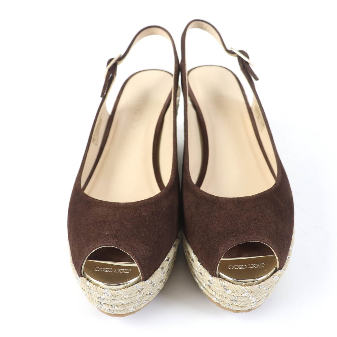 JIMMY CHOO Sandals Main: Suede leather Brown PRAISE Women 38 1/2 Used Authentic