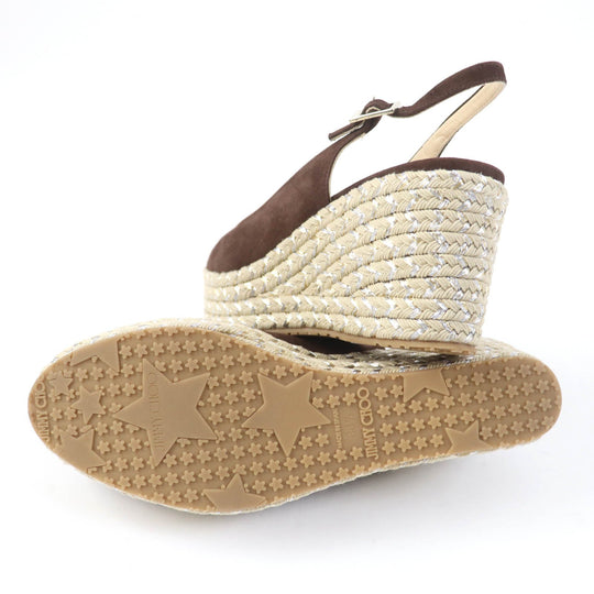 JIMMY CHOO Sandals Main: Suede leather Brown PRAISE Women 38 1/2 Used Authentic