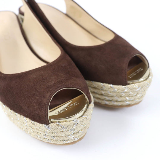 JIMMY CHOO Sandals Main: Suede leather Brown PRAISE Women 38 1/2 Used Authentic