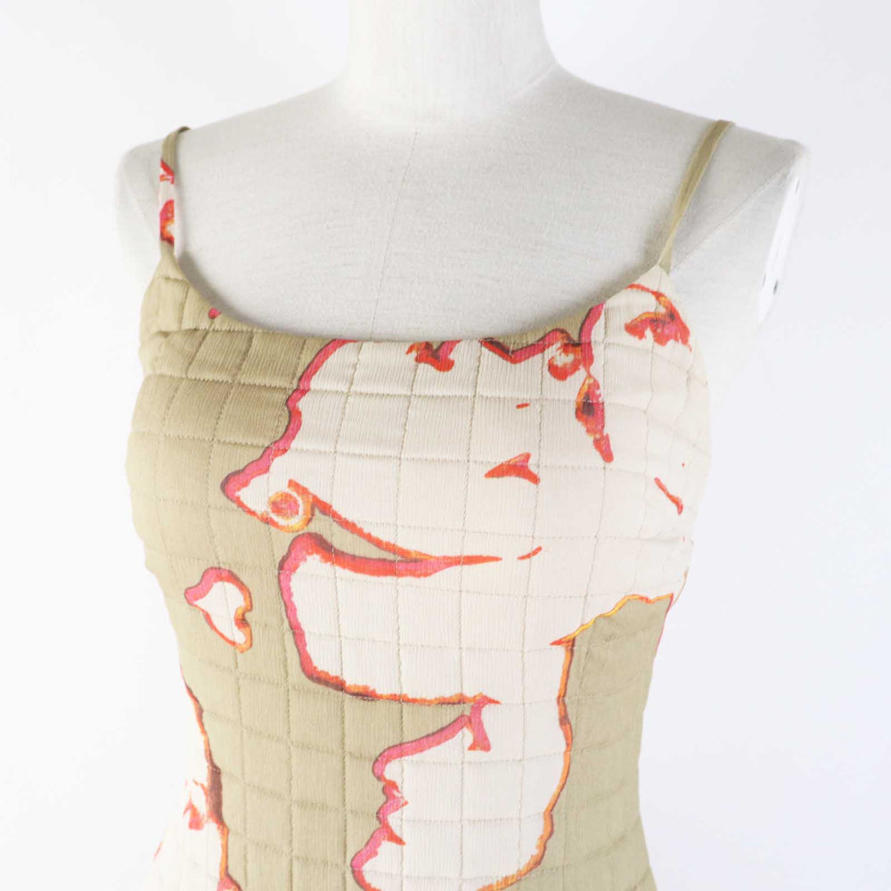 CHANEL one piece 00S P15722 Outer: 100% silk, Lining: 100% silk Khaki beige type Gabriel Women 36 Used Authentic