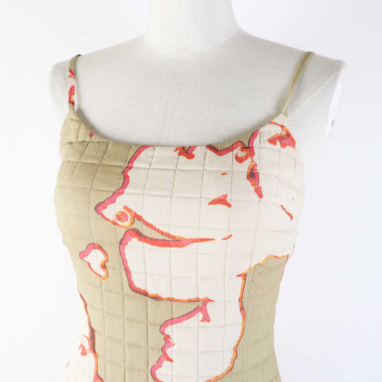 CHANEL one piece 00S P15722 Outer: 100% silk, Lining: 100% silk Khaki beige type Gabriel Women 36 Used Authentic