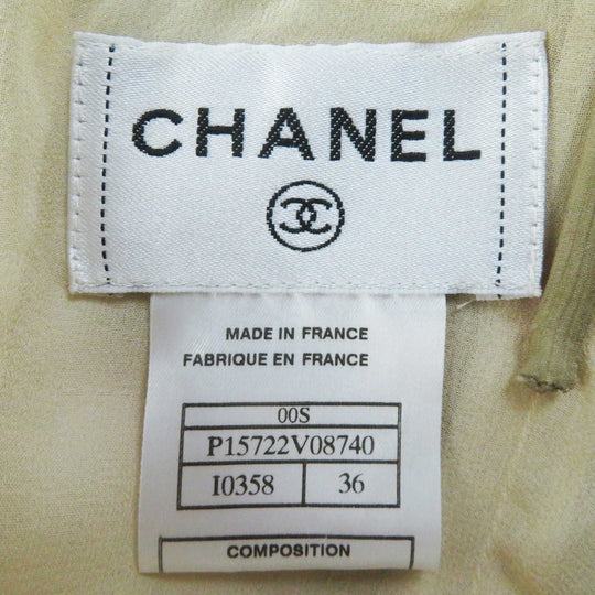 CHANEL one piece 00S P15722 Outer: 100% silk, Lining: 100% silk Khaki beige type Gabriel Women 36 Used Authentic