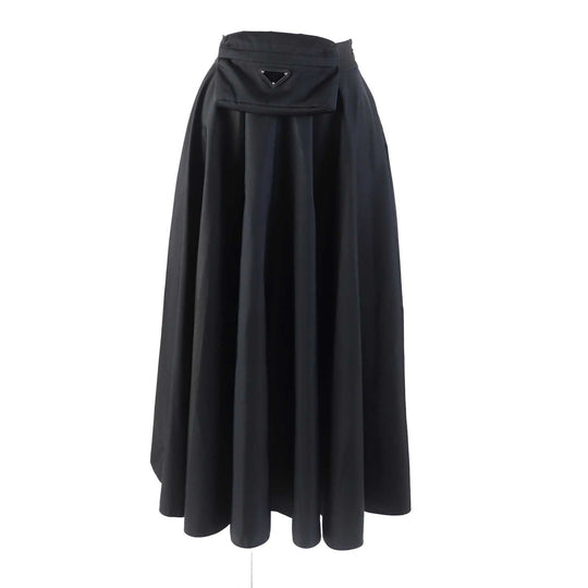 PRADA flare skirt 21H909 Outer: 100% polyamide, some parts: leather black Women 38 Used Authentic