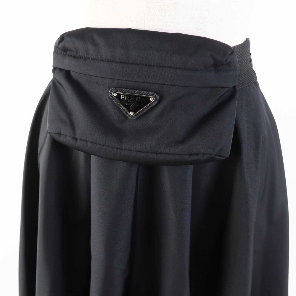 PRADA flare skirt 21H909 Outer: 100% polyamide, some parts: leather black Women 38 Used Authentic