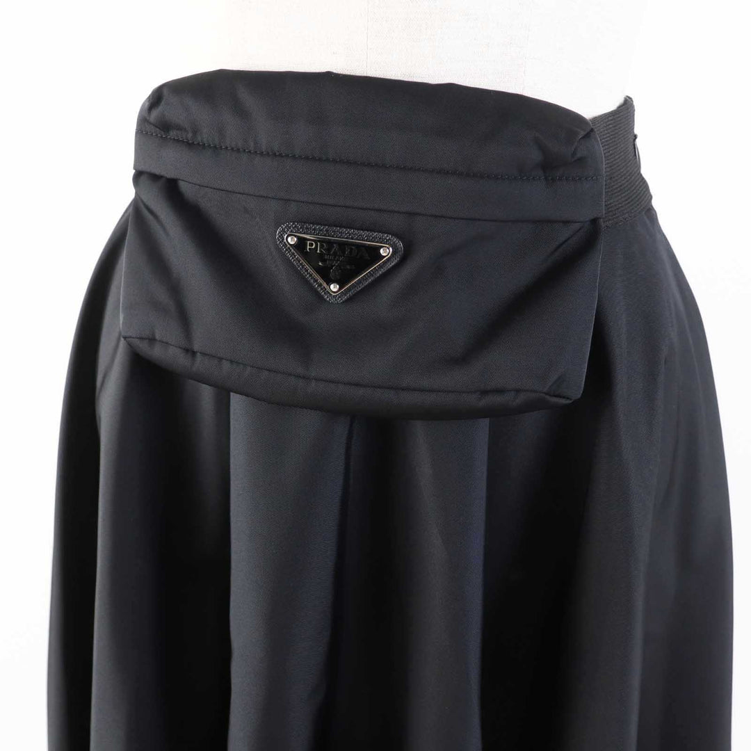 PRADA flare skirt 21H909 Outer: 100% polyamide, some parts: leather black Women 38 Used Authentic