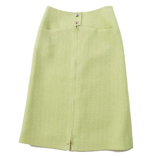 CHANEL Tweed skirt P65340 Outer: 100% wool, Lining: 100% silk Light green Women 36 Used Authentic