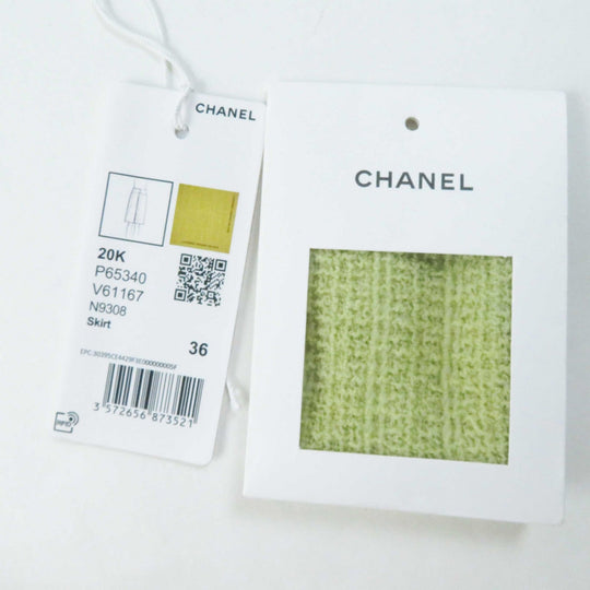 CHANEL Tweed skirt P65340 Outer: 100% wool, Lining: 100% silk Light green Women 36 Used Authentic