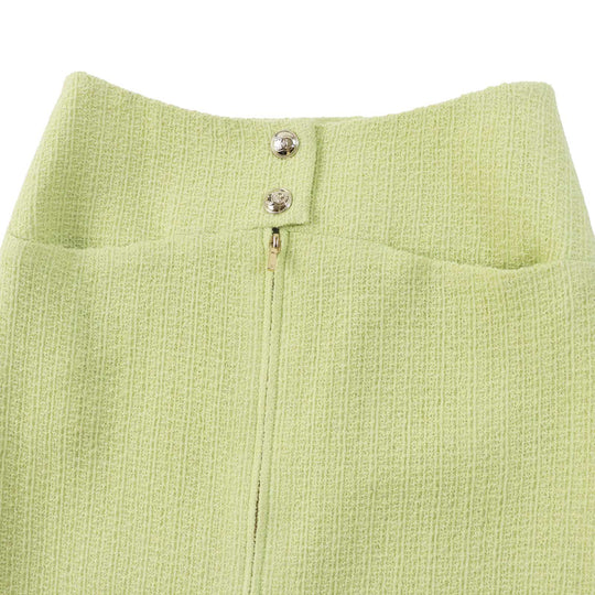 CHANEL Tweed skirt P65340 Outer: 100% wool, Lining: 100% silk Light green Women 36 Used Authentic