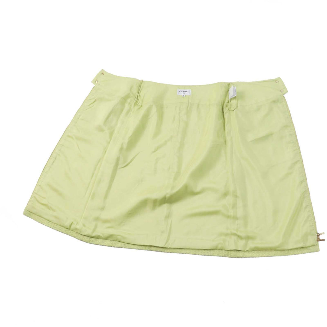 CHANEL Tweed skirt P65340 Outer: 100% wool, Lining: 100% silk Light green Women 36 Used Authentic
