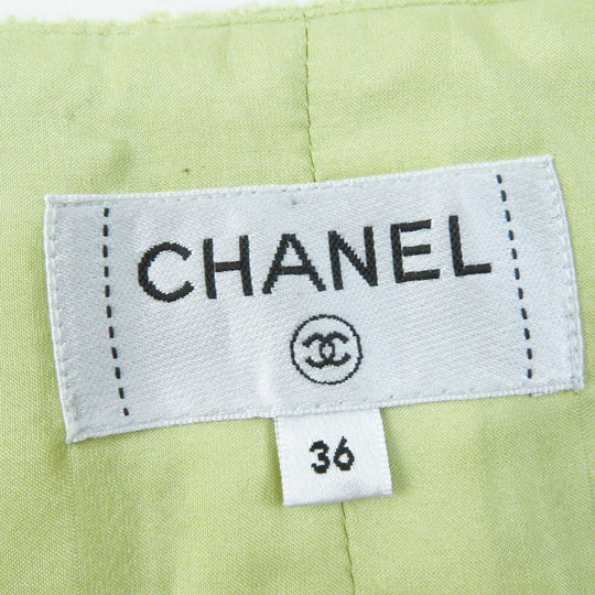 CHANEL Tweed skirt P65340 Outer: 100% wool, Lining: 100% silk Light green Women 36 Used Authentic