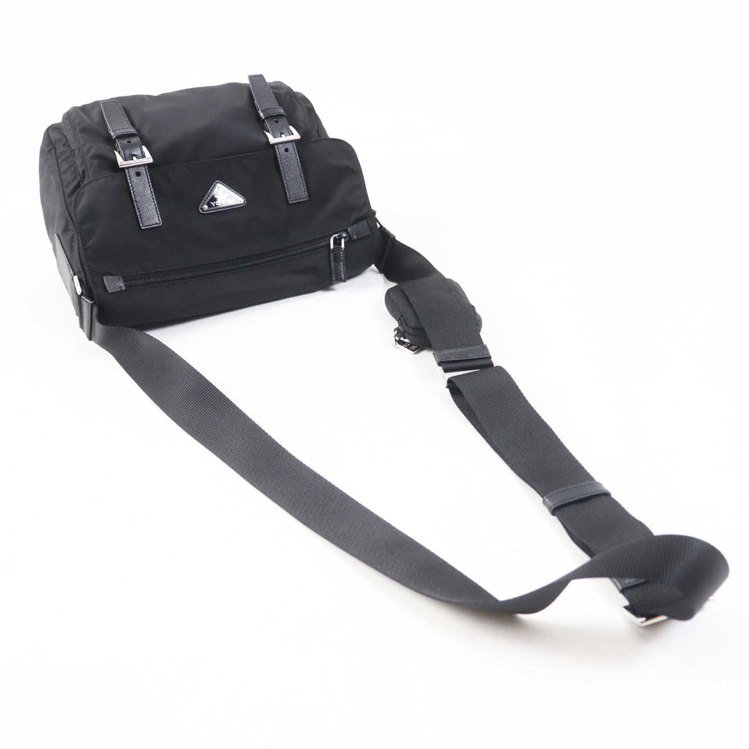 PRADA Shoulder Bag 1BD953 Main: Nylon, Part: Leather NERO Black Re-Nylon Women Used Authentic