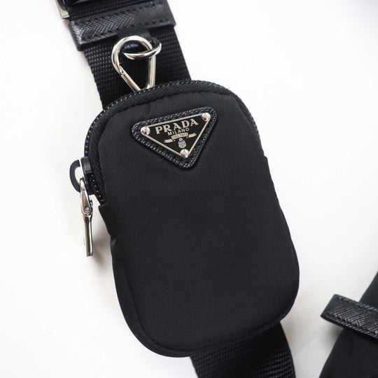PRADA Shoulder Bag 1BD953 Main: Nylon, Part: Leather NERO Black Re-Nylon Women Used Authentic