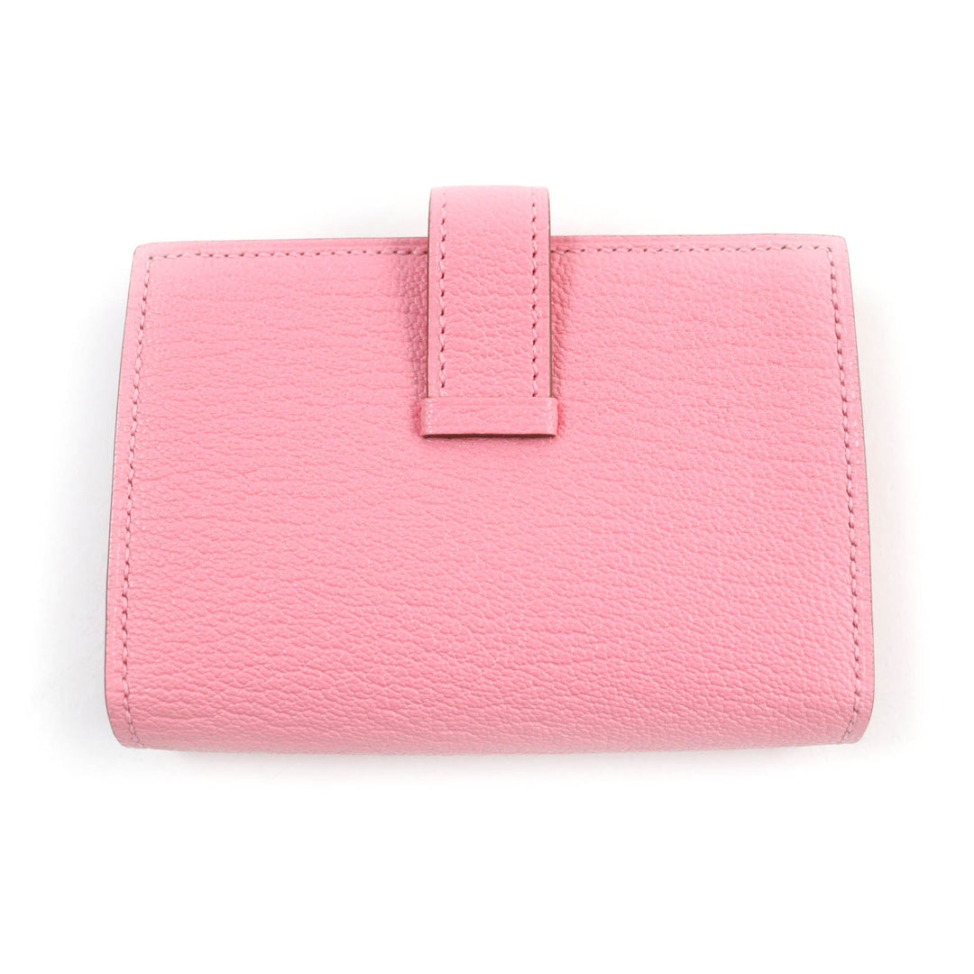 HERMES name card holder Main: Chevre Rose azare Bearn Mini Women Used Authentic
