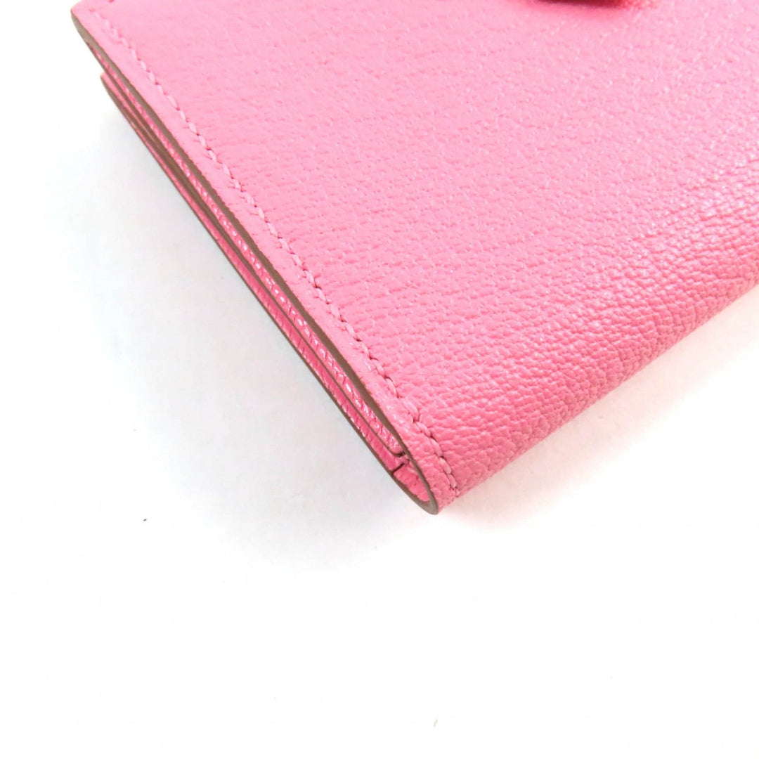HERMES name card holder Main: Chevre Rose azare Bearn Mini Women Used Authentic
