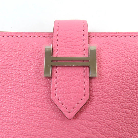 HERMES name card holder Main: Chevre Rose azare Bearn Mini Women Used Authentic