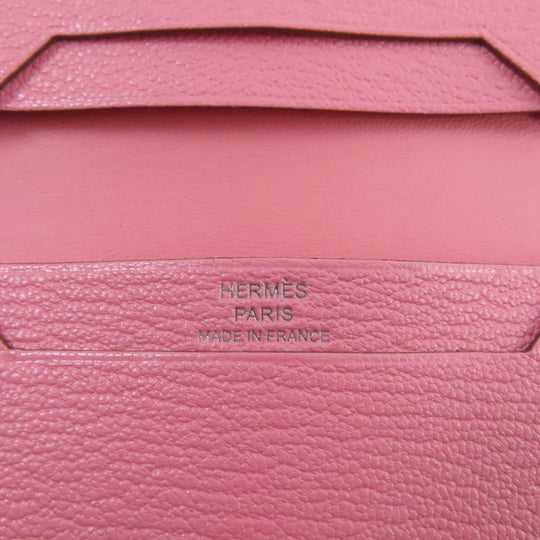HERMES name card holder Main: Chevre Rose azare Bearn Mini Women Used Authentic