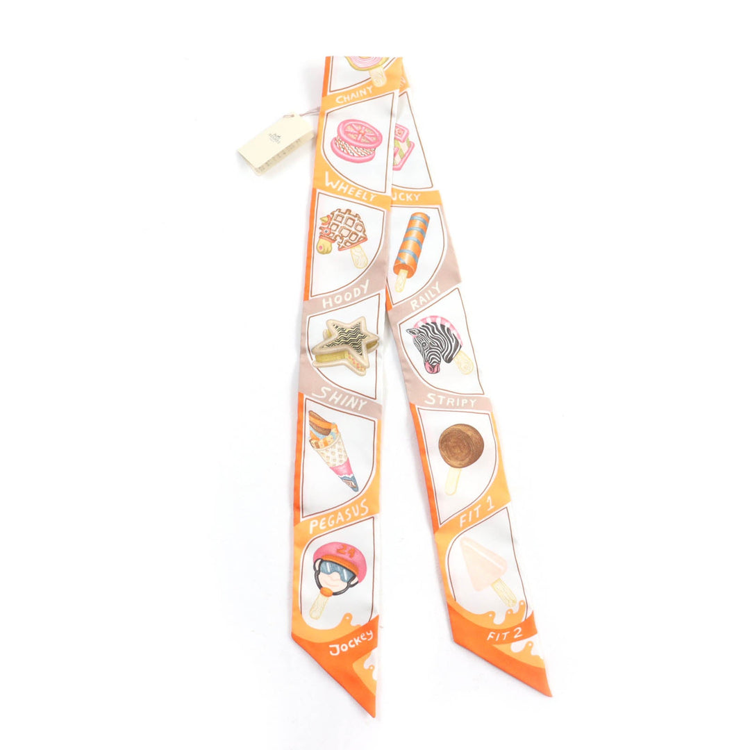 HERMES scarf Main: 100% silk Multi FUNNY ICE CREAM Women Used Authentic