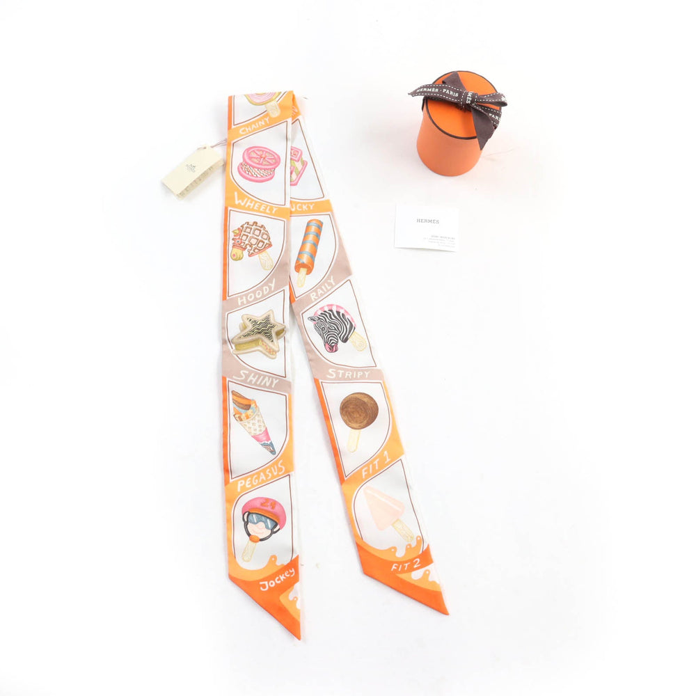 HERMES scarf Main: 100% silk Multi FUNNY ICE CREAM Women Used Authentic