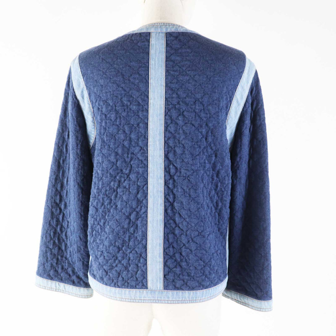 CHANEL No color jacket 20P P63016 Outer material: 82% cotton, Outer material: 15% viscose (rayon), Outer material: 3% polyester, Part: 100% cotton Navy light blue Women 34 Used Authentic