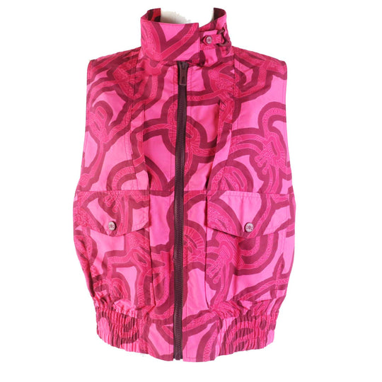 HERMES Vest 3E0253DW Main: 100% nylon Pink Bordeaux Fantaisie d'Etriers Stirrup Fantasy Women 38 Used Authentic