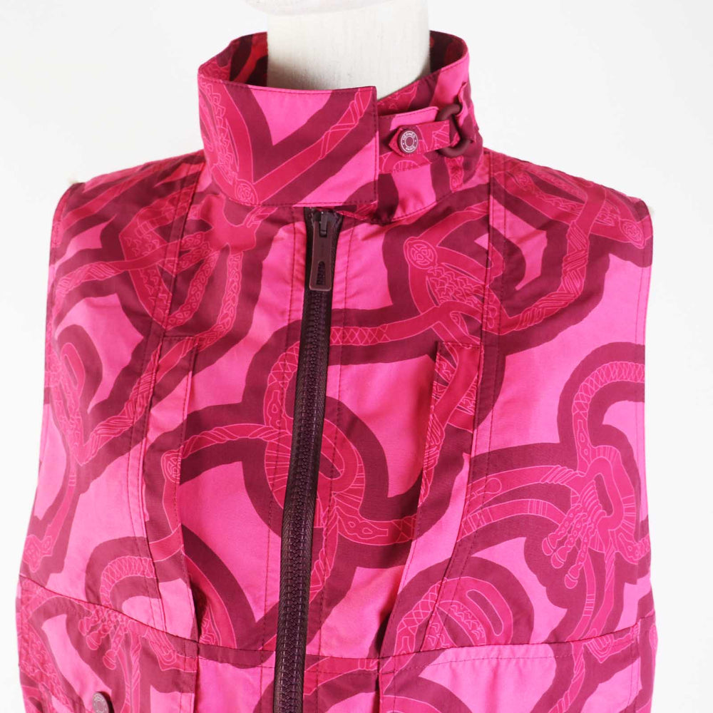 HERMES Vest 3E0253DW Main: 100% nylon Pink Bordeaux Fantaisie d'Etriers Stirrup Fantasy Women 38 Used Authentic