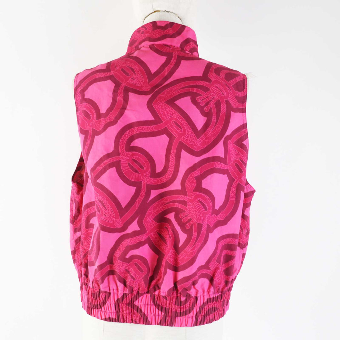 HERMES Vest 3E0253DW Main: 100% nylon Pink Bordeaux Fantaisie d'Etriers Stirrup Fantasy Women 38 Used Authentic