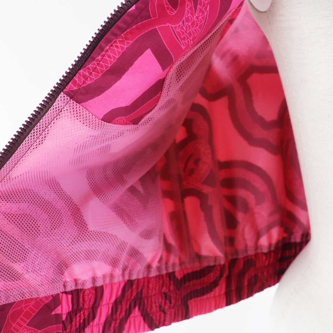 HERMES Vest 3E0253DW Main: 100% nylon Pink Bordeaux Fantaisie d'Etriers Stirrup Fantasy Women 38 Used Authentic