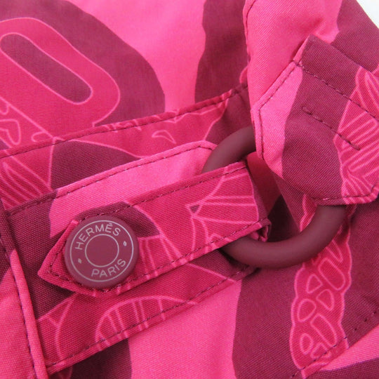 HERMES Vest 3E0253DW Main: 100% nylon Pink Bordeaux Fantaisie d'Etriers Stirrup Fantasy Women 38 Used Authentic
