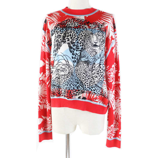 HERMES tops 3E2816D3 Outer material: 100% silk, Outer material: 86% rayon, Outer material: 10% silk, Outer material: 3%, Outer material: 1% polyurethane, Other: 95% silk, 4% polyamide, 1% polyurethane Red JUNGLE LOVE Women 36 Used Authentic